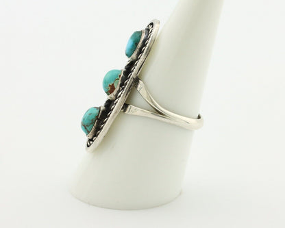 Navajo Ring .925 Silver Natural Blue Turquoise Native American Artist C.80's