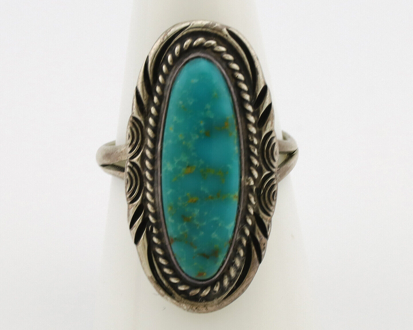 Navajo Ring .925 Silver Nevada Turquoise Native American Artist C.1980's