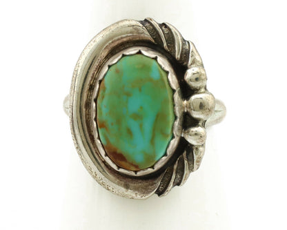 Navajo Ring .925 Silver Kingman Turquoise Native American Artist C.1980's