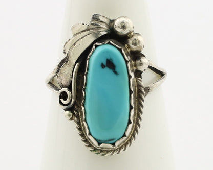 Navajo Inlaid Ring 925 Silver Blue Turquoise Artist Signed Justin Morris C.80s