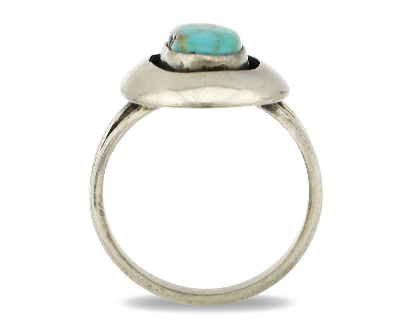 Navajo Shadow Box Ring .925 Silver Blue Turquoise Signed M Montoya C80s