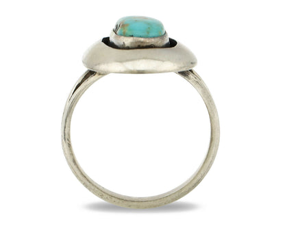 Navajo Shadow Box Ring .925 Silver Blue Turquoise Signed M Montoya C80s