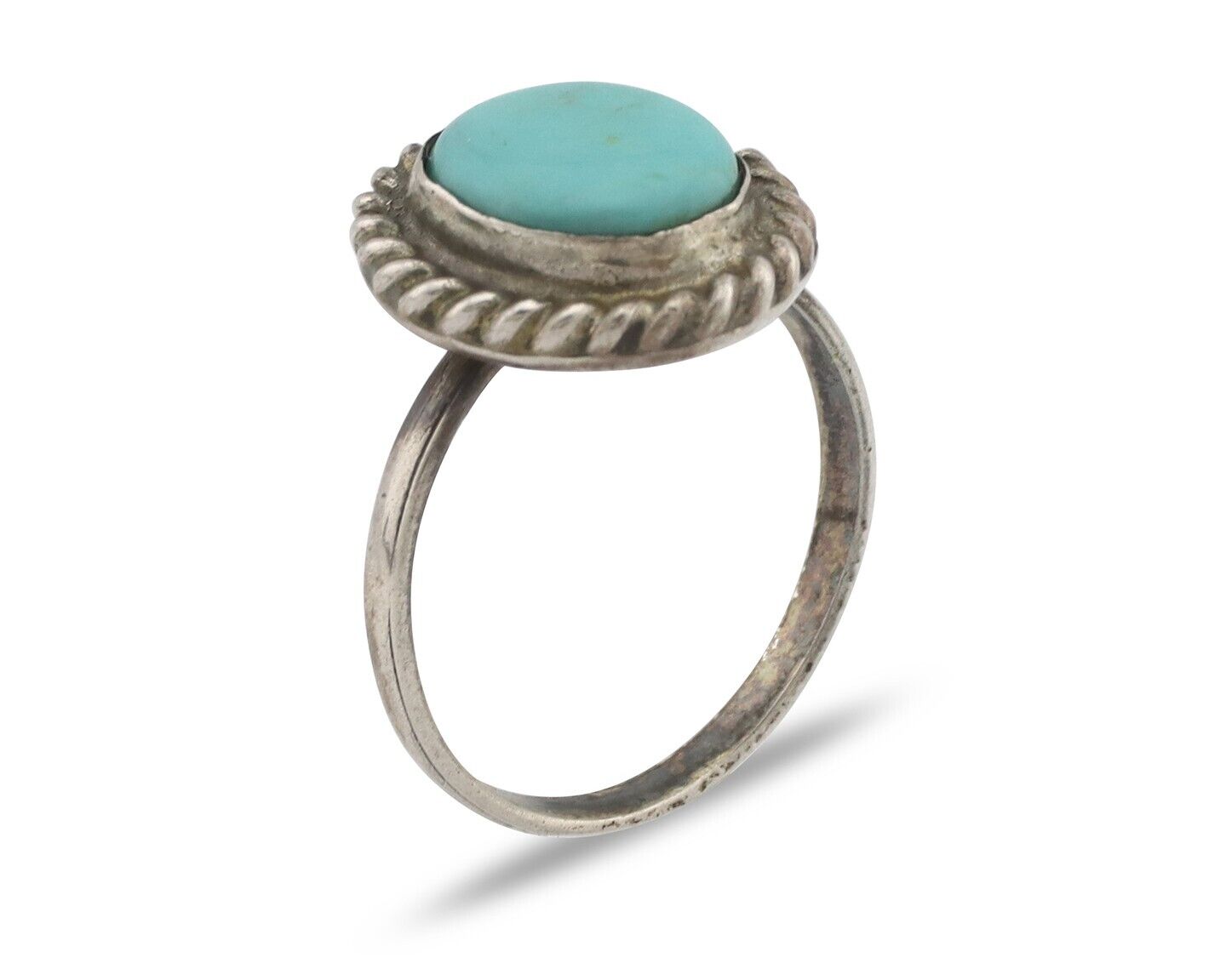 Navajo Handmade Ring 925 Silver Kingman Turquoise Native Artist C.80's