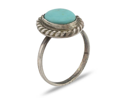 Navajo Handmade Ring 925 Silver Kingman Turquoise Native Artist C.80's