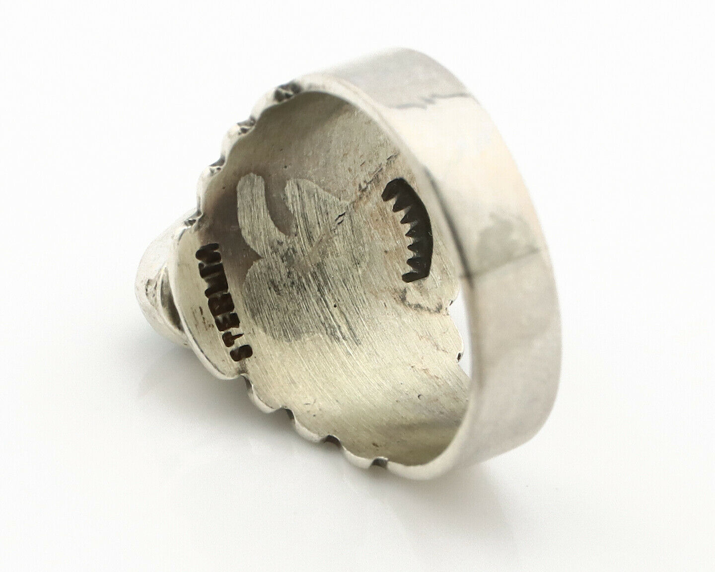 Navajo Ring .925 Silver Bisbee Turquoise Artist Signed Apache C.80's