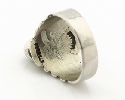 Navajo Ring .925 Silver Bisbee Turquoise Artist Signed Apache C.80's