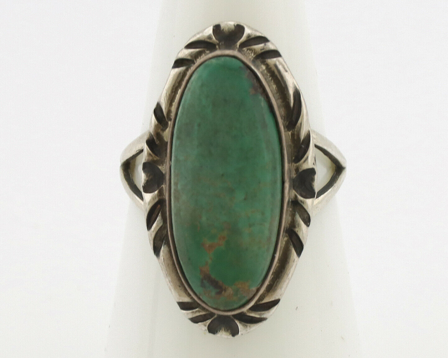 Navajo Ring .925 Silver Natural Mined Turquoise Native Artist Signed C.80's