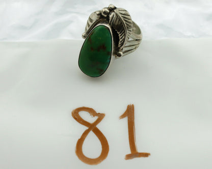 Navajo Ring .925 Silver Kingman Turquoise Native American Artist C.1980's