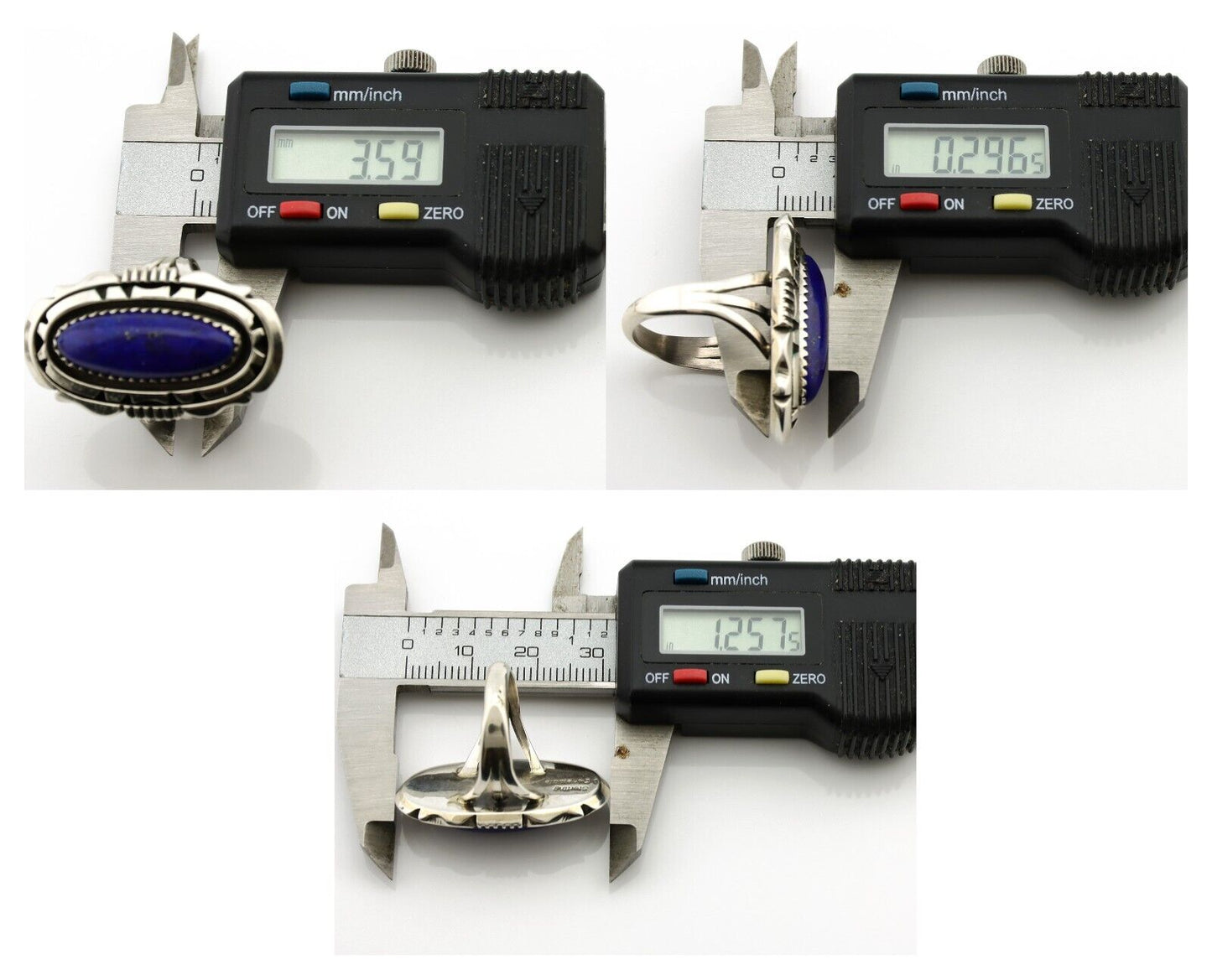 Navajo Ring 925 Silver Natural Lapis Lazuli Artist Signed William Denetdale C80s