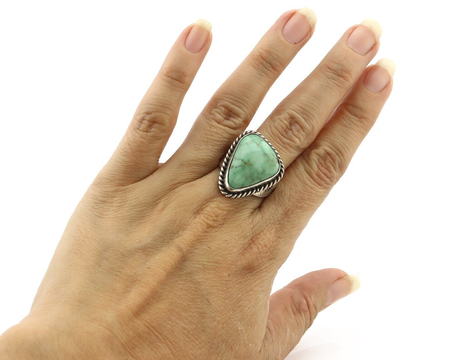 Navajo Ring 925 Silver Damelle Turquoise Native Artist Signed C.80's