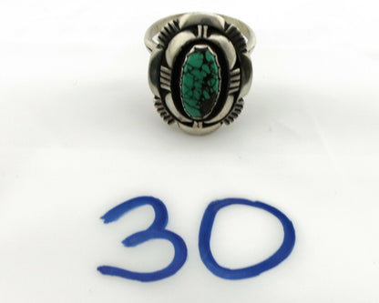 Navajo Ring .925 Silver Spiderweb Turquoise Artist Signed L. M. Nez C80s