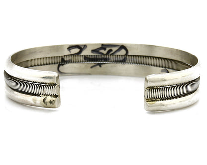 Women's Navajo Bracelet .925 Silver Handmade Cuff Signed TAHE C.1980's