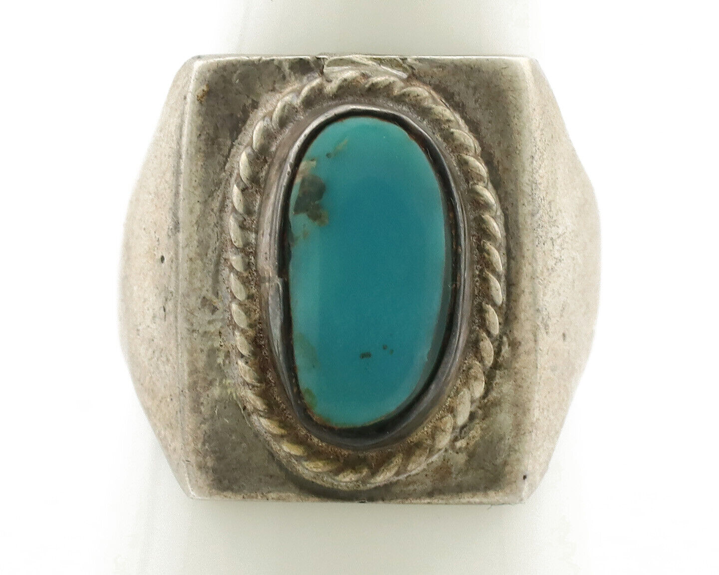 Navajo Ring .925 Silver Natural Turquoise Handmade Native American Artist C.80s
