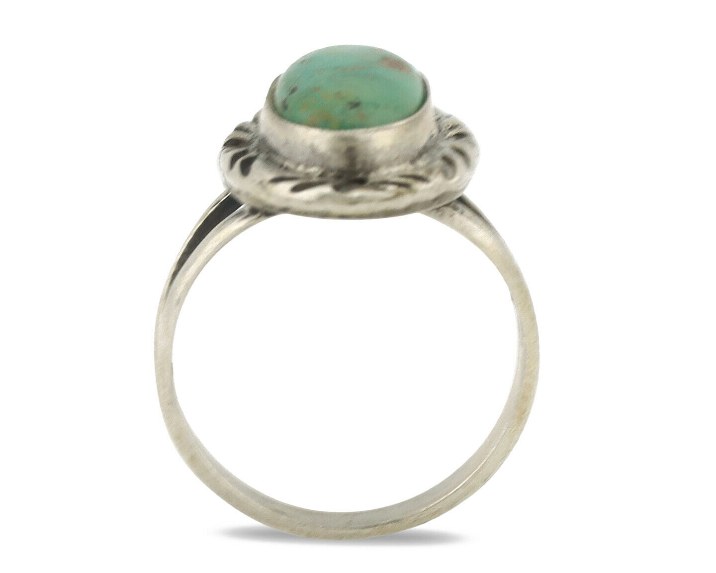 Navajo Ring .925 Silver Kingman Turquoise Native Artist Signed C.80's