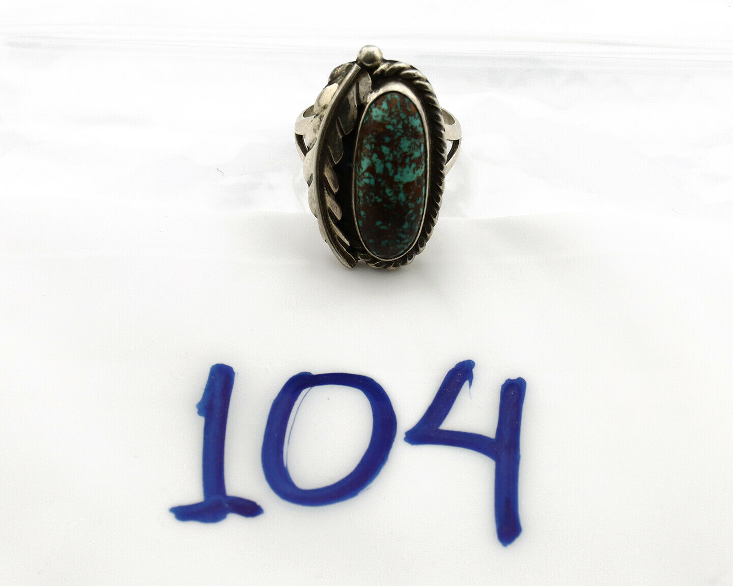 Navajo Ring .925 Silver Arizona Turquoise Signed Apache Manufacturing C80s