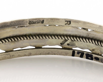 Navajo Bracelet .925 Silver Natural Blue Southwest Turquoise Signed R C.80's