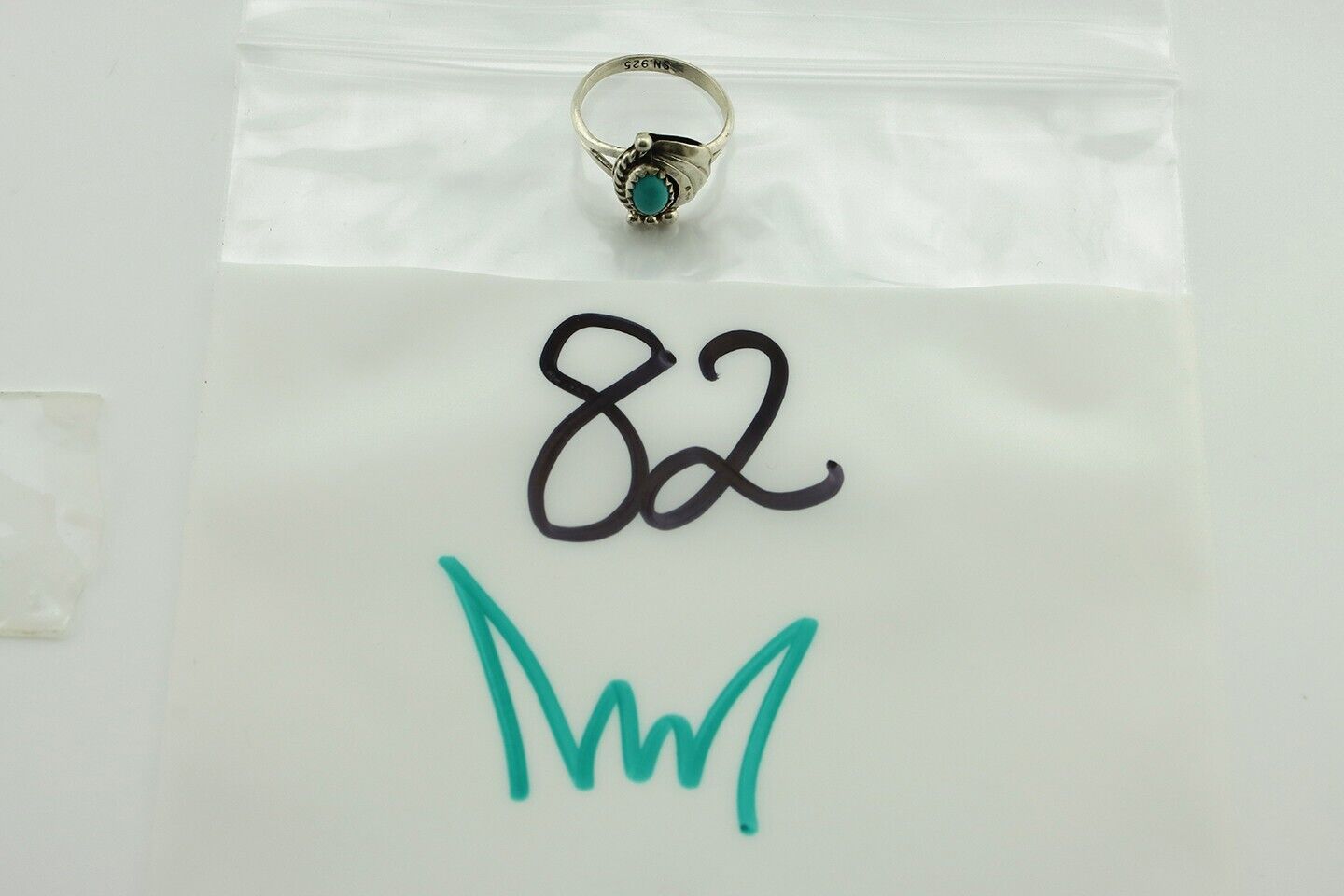 Navajo Ring .925 Silver Natural Blue Turquoise Artist Signed SN C.80's