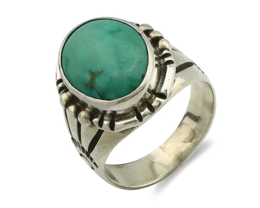 Navajo Ring .925 Silver Blue Green Southwest Turquoise Native Artist C.80's