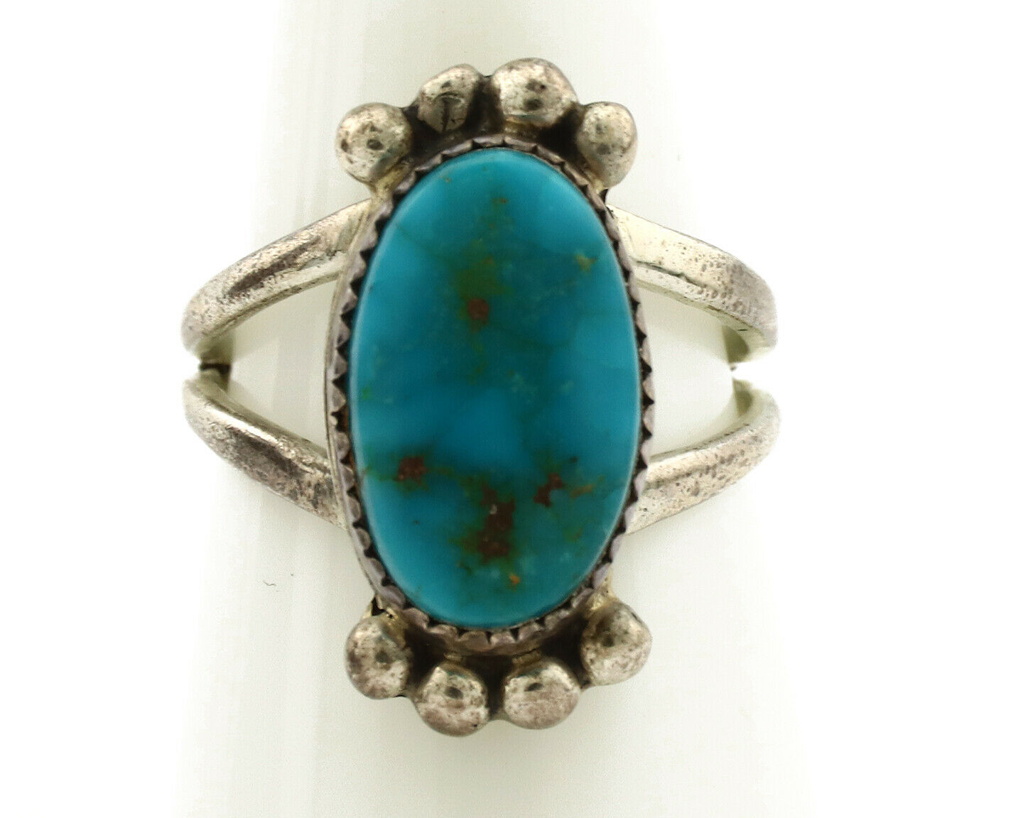 Navajo Ring .925 Silver Nevada Turquoise Artist Native American C.1980's
