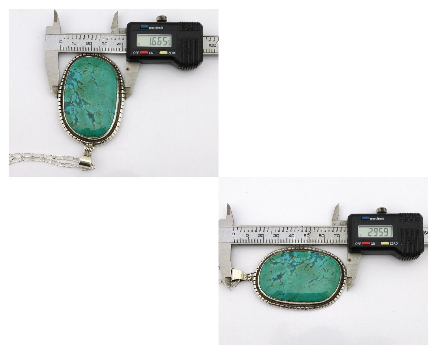 Navajo Necklace 925 Silver Natural Green Turquoise Native Artist Signed C.80's
