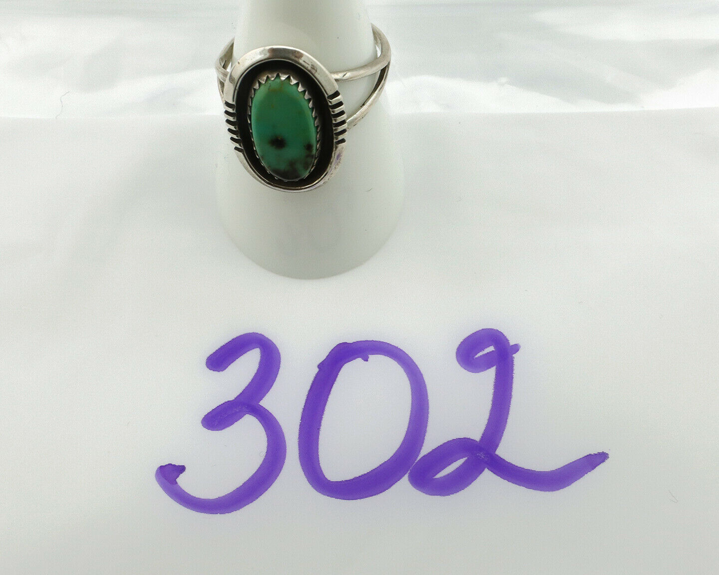 Navajo Ring .925 Silver Green Turquoise Native American Artist Handmade C.80's