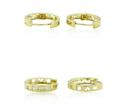 Women's 3.0 mm x 14 mm REAL 14k SOLID YELLOW GOLD Simulated Diamond Hoop Earring