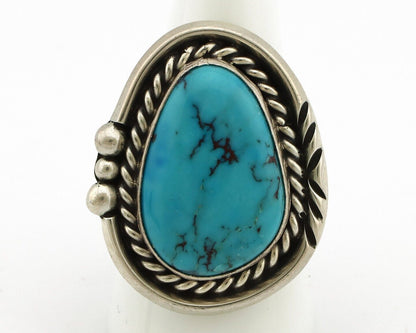 Navajo Ring 925 Silver Natural Blue Turquoise Artist Signed Ben S C.80's