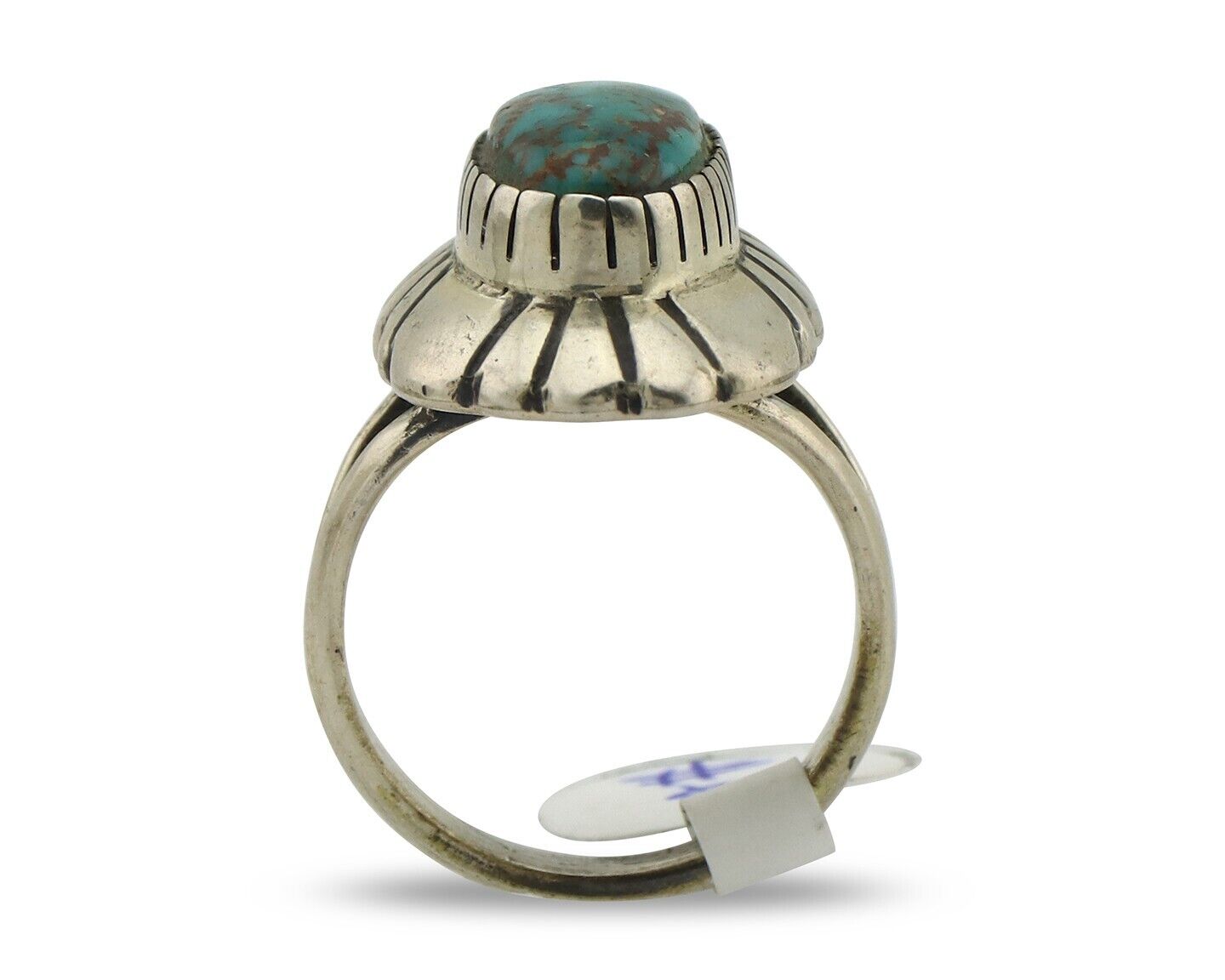Navajo Ring .925 Silver Blue Gem Turquoise Artist Signed M Montoya C.80's