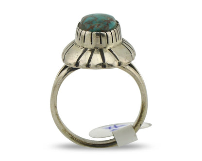 Navajo Ring .925 Silver Blue Gem Turquoise Artist Signed M Montoya C.80's
