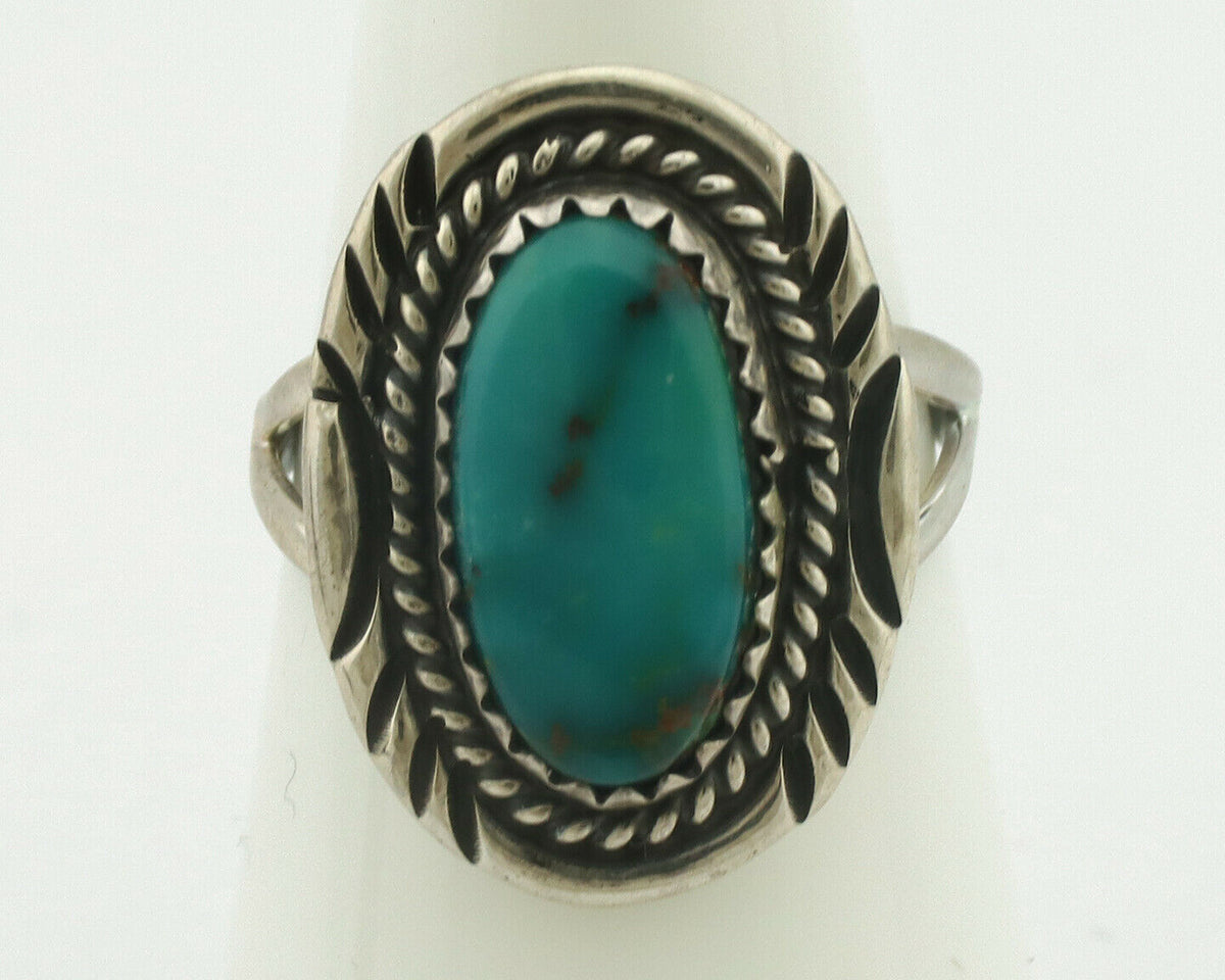 Navajo Ring .925 Silver Natural Turquoise Native American Artist C.1980's
