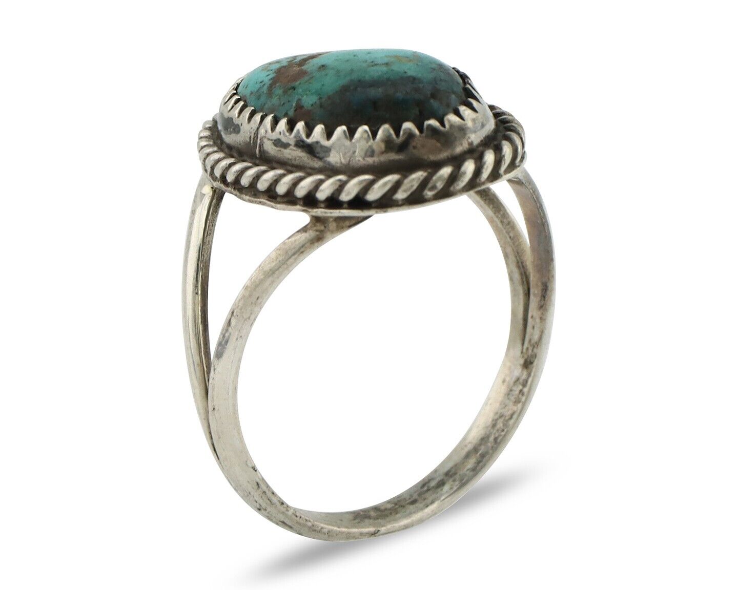 Navajo Handmade Ring 925 Silver Kingman Turquoise Artist Signed MC C.80's