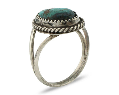 Navajo Handmade Ring 925 Silver Kingman Turquoise Artist Signed MC C.80's