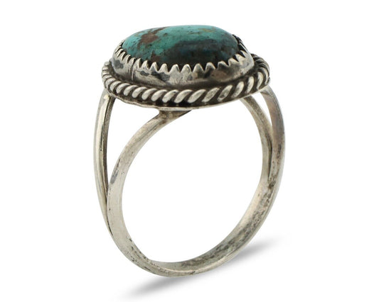 Navajo Handmade Ring 925 Silver Kingman Turquoise Artist Signed MC C.80's