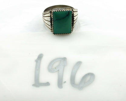 Navajo Ring .925 Silver Green Turquoise Native American Artist C.80's