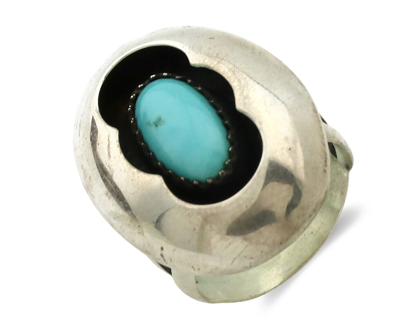 Navajo Ring .925 Silver Turquoise Native American Artist C.1980's