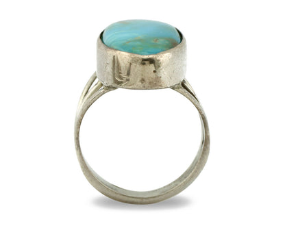 Navajo Ring .925 Silver Nevada Turquoise Native American Artist C.80's