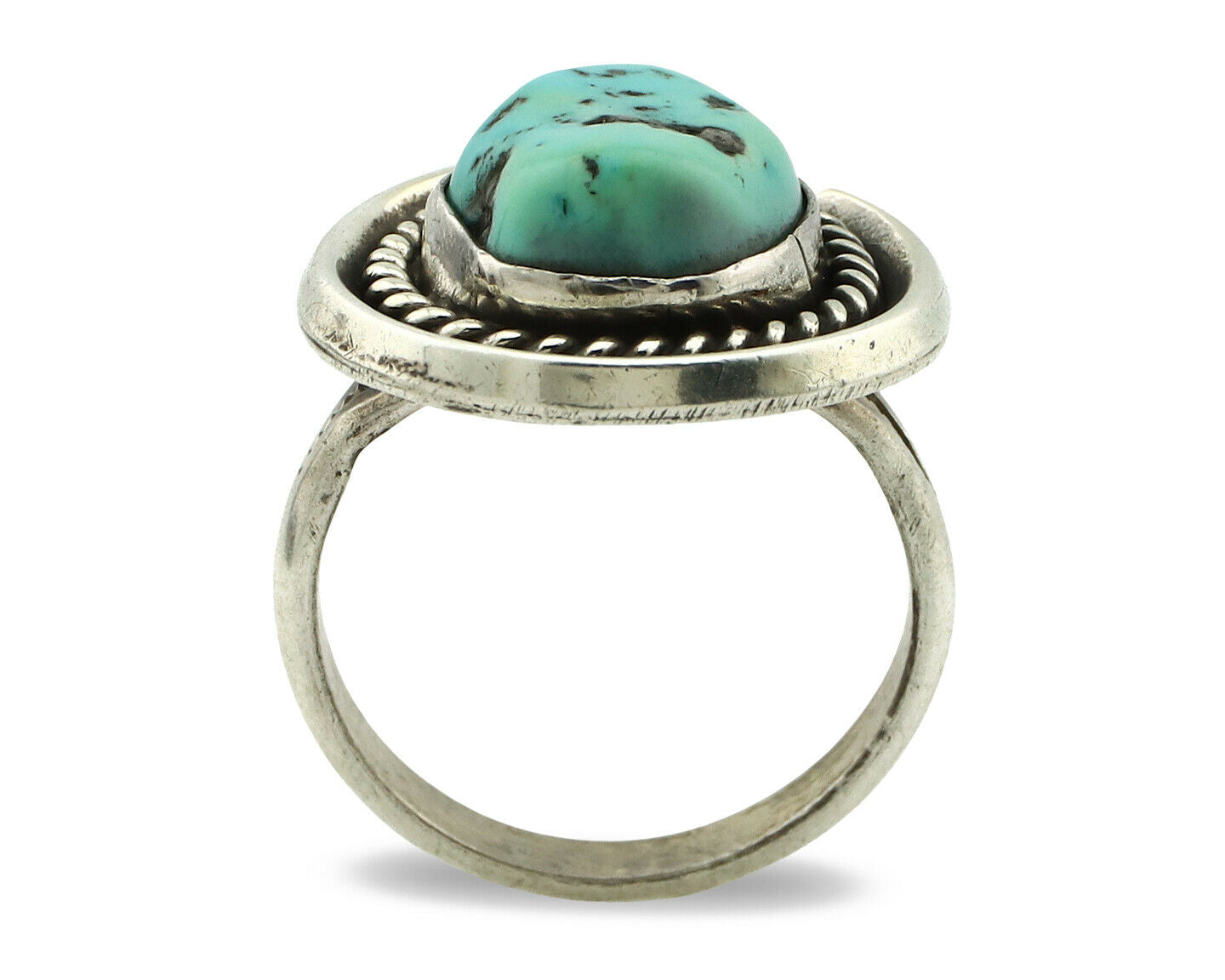 Navajo Ring .925 Silver Blue Turquoise Native American Artist C.80's