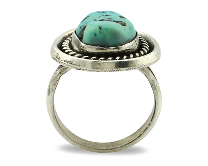 Navajo Ring .925 Silver Blue Turquoise Native American Artist C.80's
