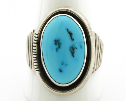 Navajo Ring .925 Silver Sleeping Beauty Turquoise Artist Signed PS C.80's