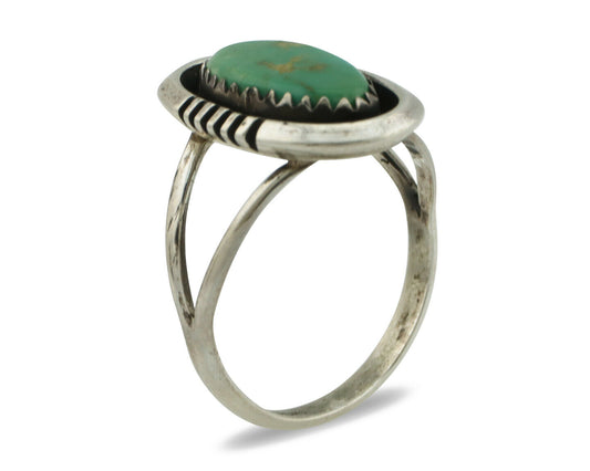Navajo Ring .925 Silver Green Turquoise Native American Artist Handmade C.80's