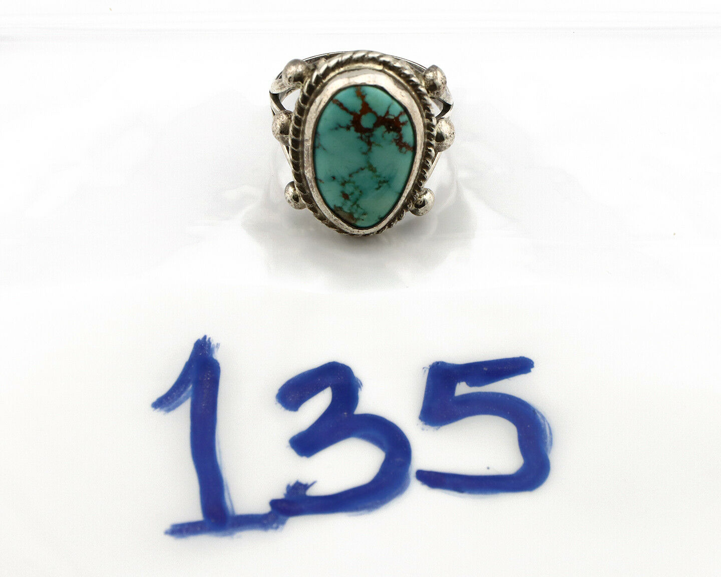Navajo Ring .925 Silver Blue Southwest Turquoise Native American Artist C80s