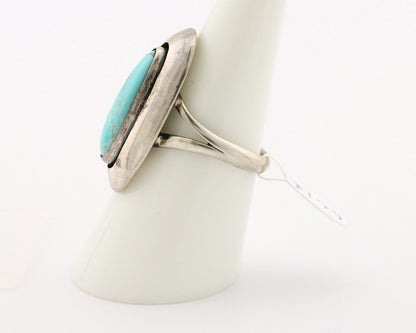 Navajo Ring 925 Silver Natural Blue Turquoise Artist Signed M Montoya C.80's