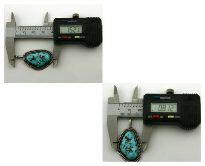 Navajo Pendant .925 Silver Kingman Turquoise Signed Artist Tom Willeto C.80's