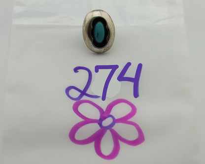Navajo Ring .925 Silver Natural Blue Turquoise Native American Artist C.1980's