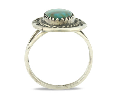 Navajo Ring .925 Silver Natural Turquoise Native American Artist C.1980's