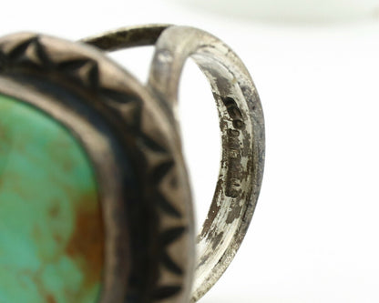 Navajo Ring .925 Silver Kingman Turquoise Artist Signed Gecko C.1980's