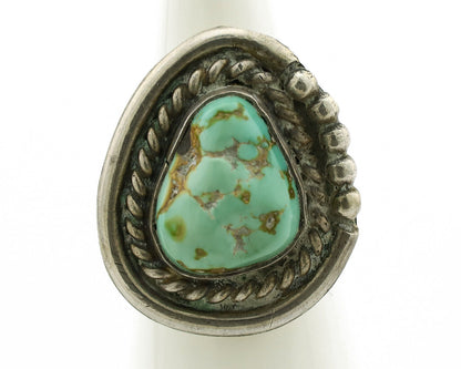 Navajo Ring 925 Silver Royston Turquoise Hand Stamped Native American Artist C80