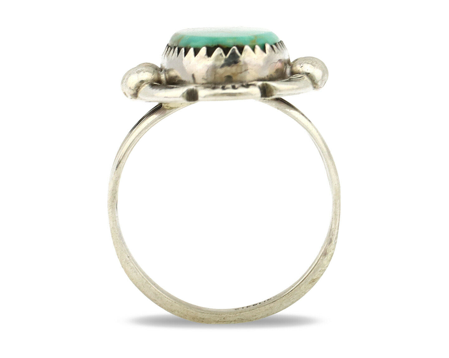 Navajo Ring .925 Silver Kingman Turquoise Artist Signed A C.1980's
