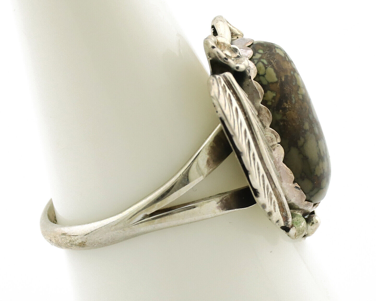 Navajo Ring .925 Silver Spiderweb Turquoise Native American Artist C.1980s