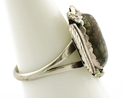 Navajo Ring .925 Silver Spiderweb Turquoise Native American Artist C.1980s